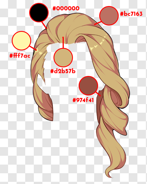 An image of blonde hair with 5 colours picked out.