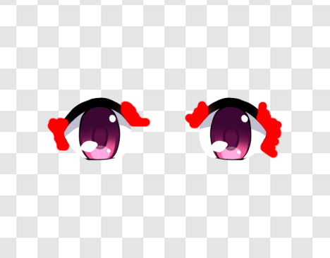 A pair of eyes with the corners of the eyelashes coloured in pure red #F00
